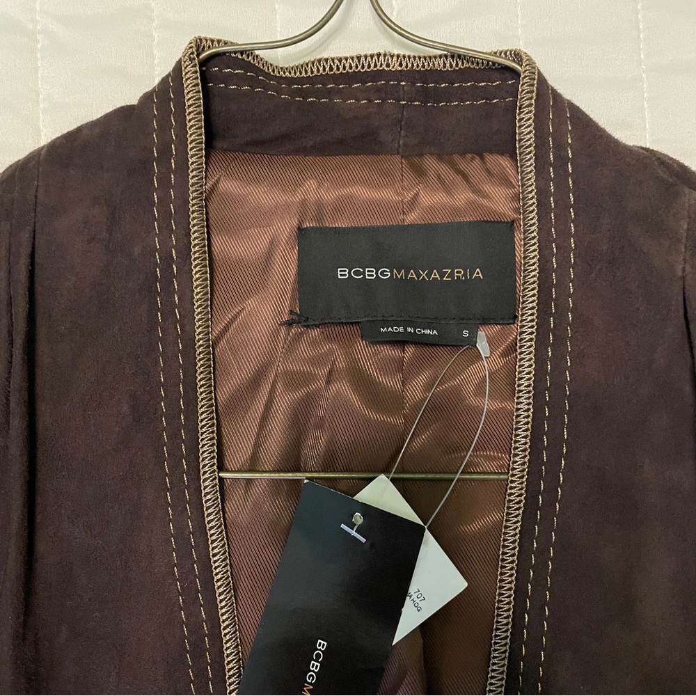 BCBGMAXAZRIA Brown Genuine Leather Jacket Small - Picture 2 of 9